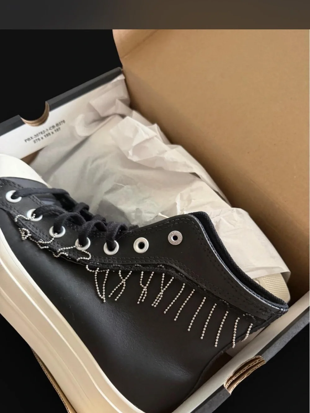 Black High-Top Sneaker with Ivory Sole